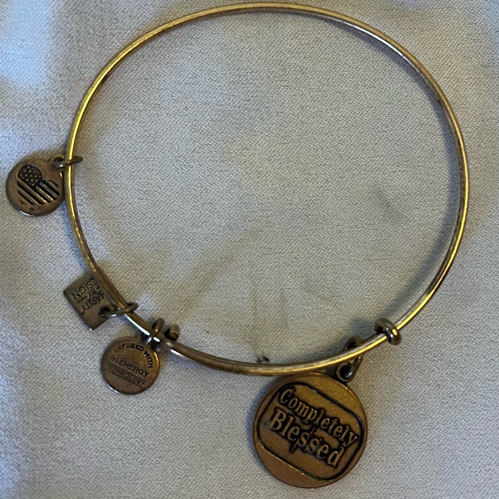 Alex and Ani Gold Charm Bracelet with 'Completely Blessed'